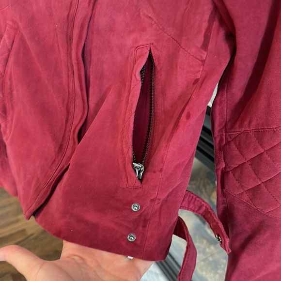 Joe’s Jeans leather Moto jacket XS designer leather suede burgundy - Picture 13 of 17